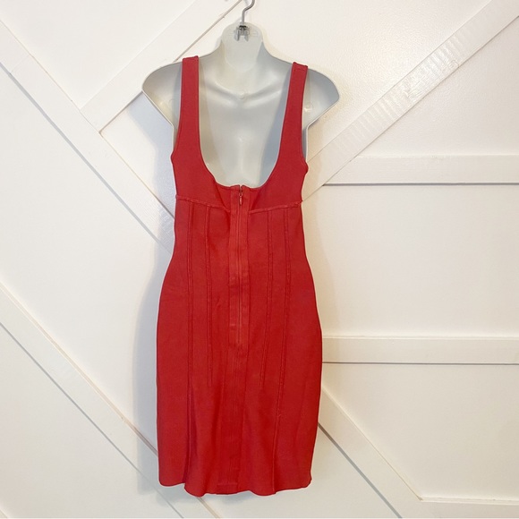 Herve Leger Corset Seam Square Neck Knit Bandage Mini Dress Pink Sz S - Picture 6 of 11